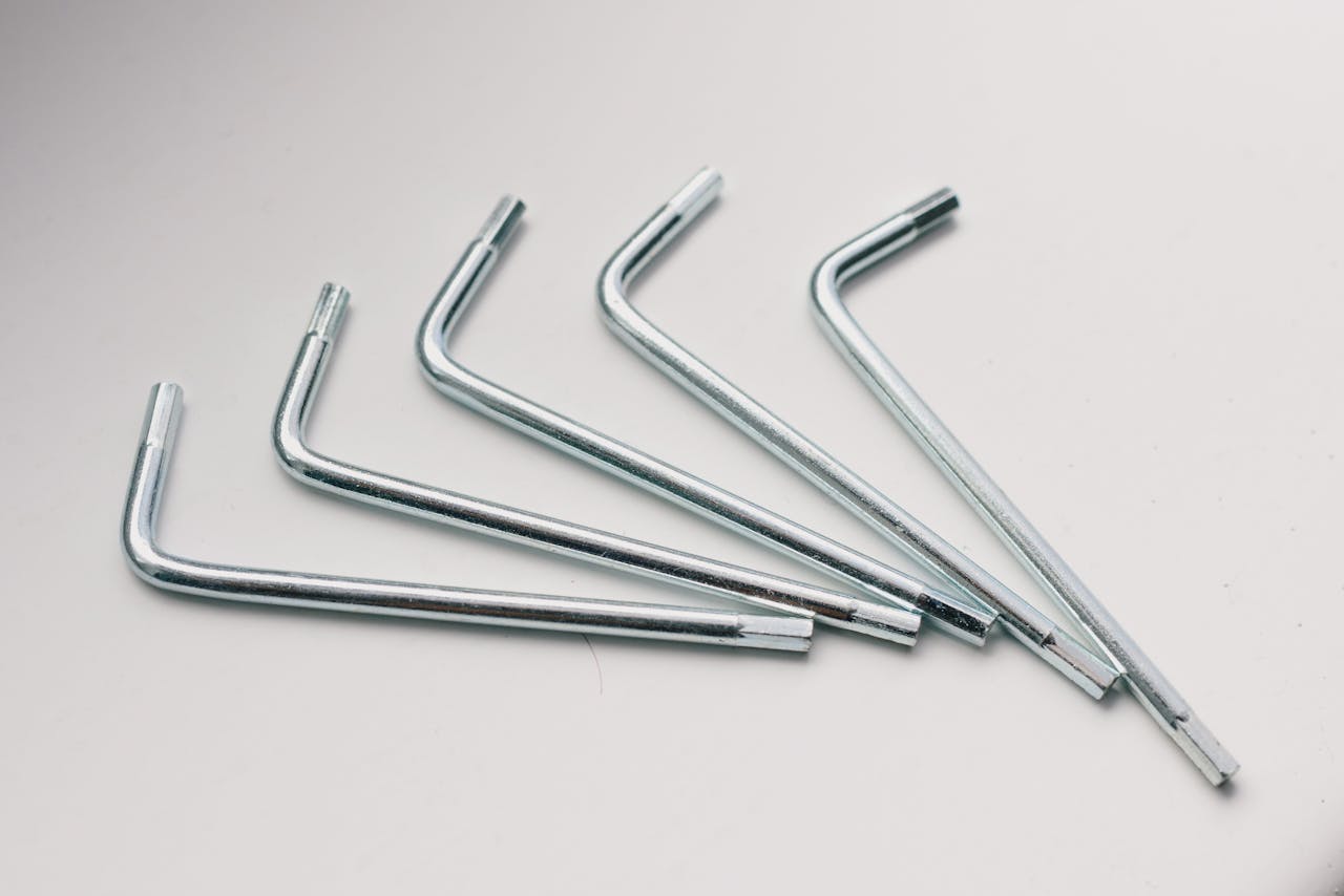 Set of various metal hex keys